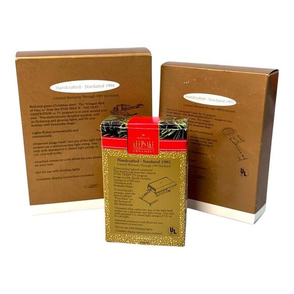 Hallmark Set 3 Star Trek USS Enterprise Galileo Klingon Ship Magic Motion Sound - Picture 5 of 5